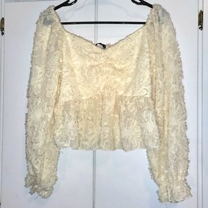 Shein Flounce Sleeve Ruffle Top (M)